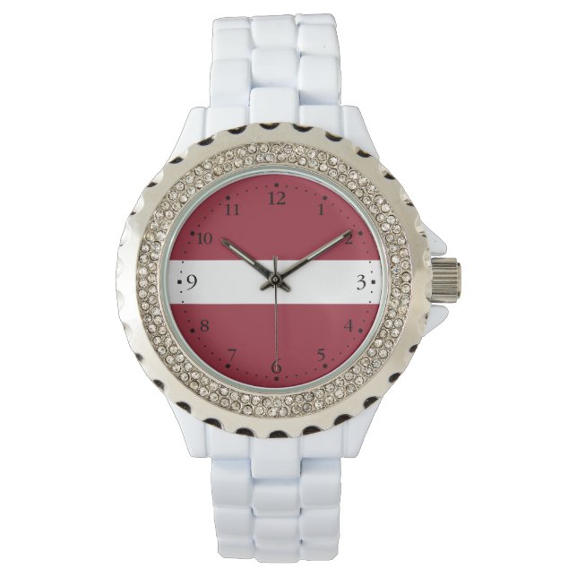 Flagge Lettlands Armbanduhr (Vorderseite)