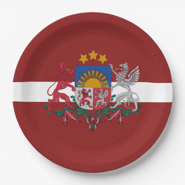 Flagge Lettlands Pappteller (Vorderseite)
