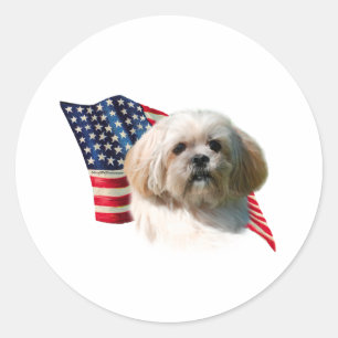 Flagge Lhasas Apso Runder Aufkleber