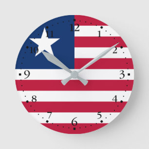 Flagge Liberias Runde Wanduhr