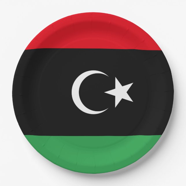 Flagge Libyens Pappteller (Vorderseite)