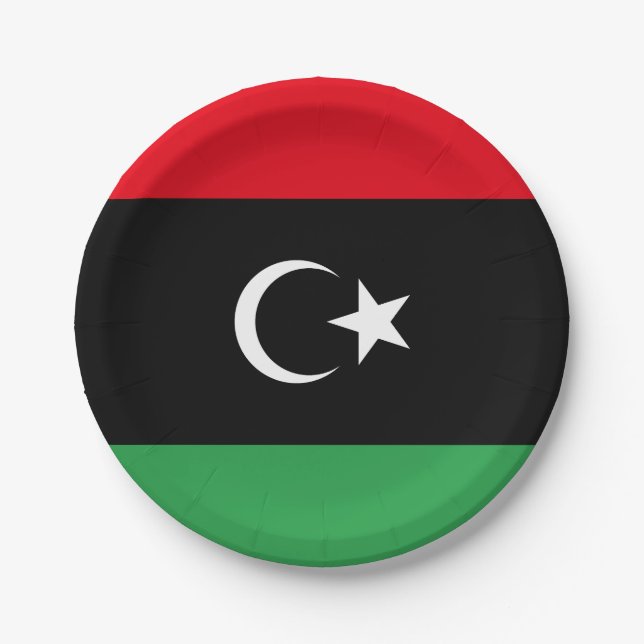 Flagge Libyens Pappteller (Vorderseite)