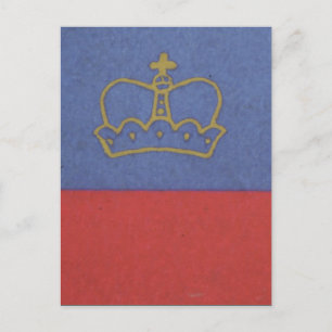 Flagge Liechtenstein Krone Postkarte