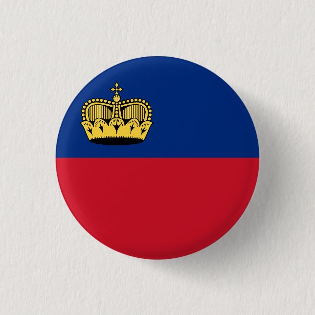 Flagge Liechtensteins Button (Vorderseite)
