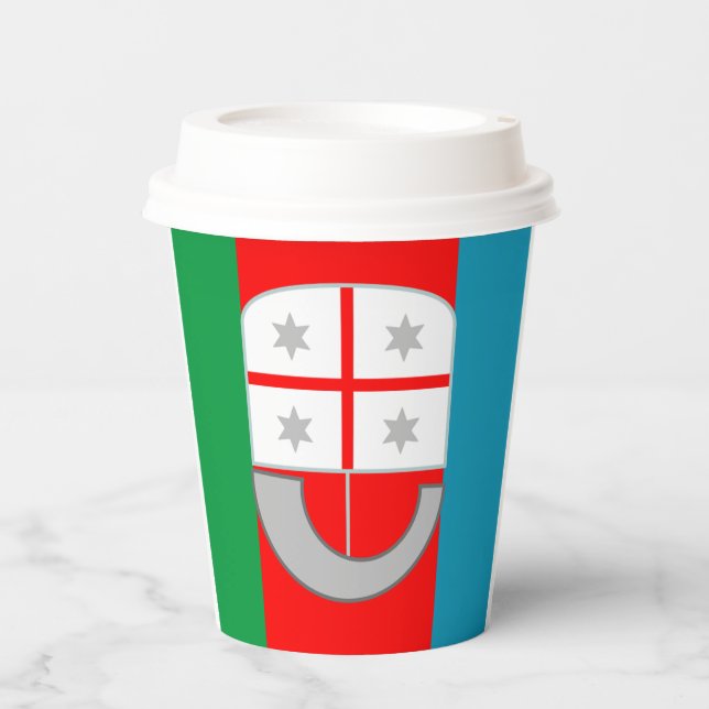 Flagge Liguriens (Italien) Pappbecher (Vorderseite)