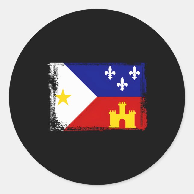 Flagge Louisiana Cajun Acadiana Runder Aufkleber (Vorderseite)