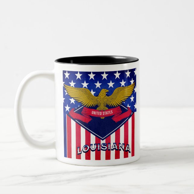 Flagge Louisiana USA Zweifarbige Tasse (Links)