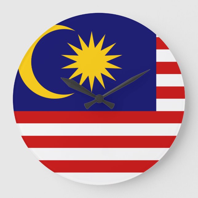 Flagge Malaysias Große Wanduhr (Vorderseite)