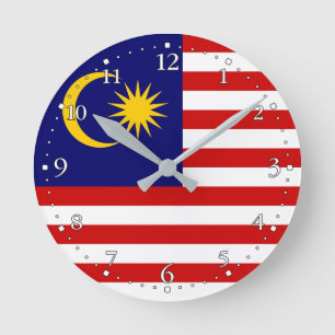 Flagge Malaysias Runde Wanduhr