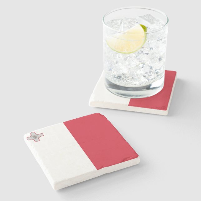 Flagge Maltas Steinuntersetzer (Seitenansicht)