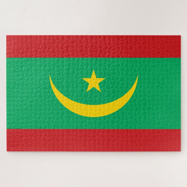 Flagge Mauretaniens Puzzle (Horizontal)