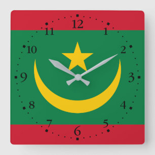 Flagge Mauretaniens Quadratische Wanduhr