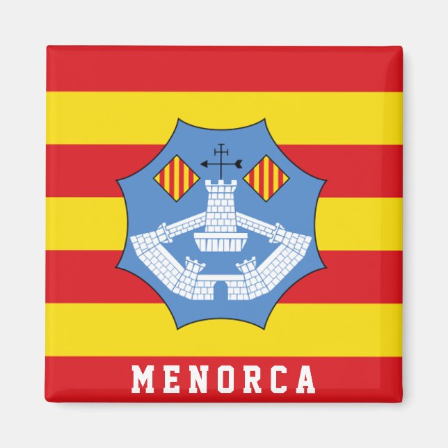 Flagge Menorcas, Spanien Magnet (Vorne)