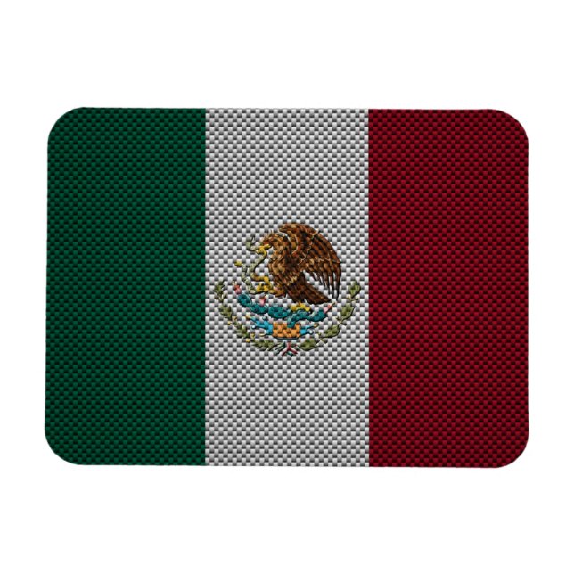 Flagge Mexikos mit Kohlenstofffasereffekt Magnet (Horizontal)