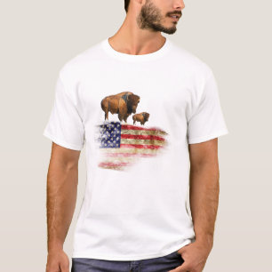 Flagge mit Büffel T-Shirt