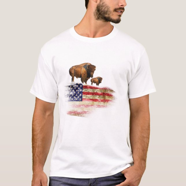 Flagge mit Büffel T-Shirt (Vorderseite)