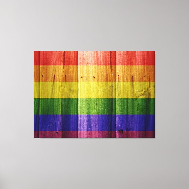 Flagge mit hölzernem Regenbogen Leinwanddruck (Vorderseite)