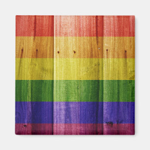 Flagge mit hölzernem Regenbogen Magnet