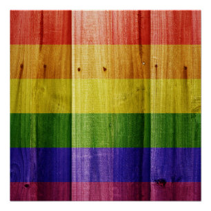 Flagge mit hölzernem Regenbogen Poster