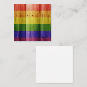 Flagge mit hölzernem Regenbogen Quadratische Visitenkarte