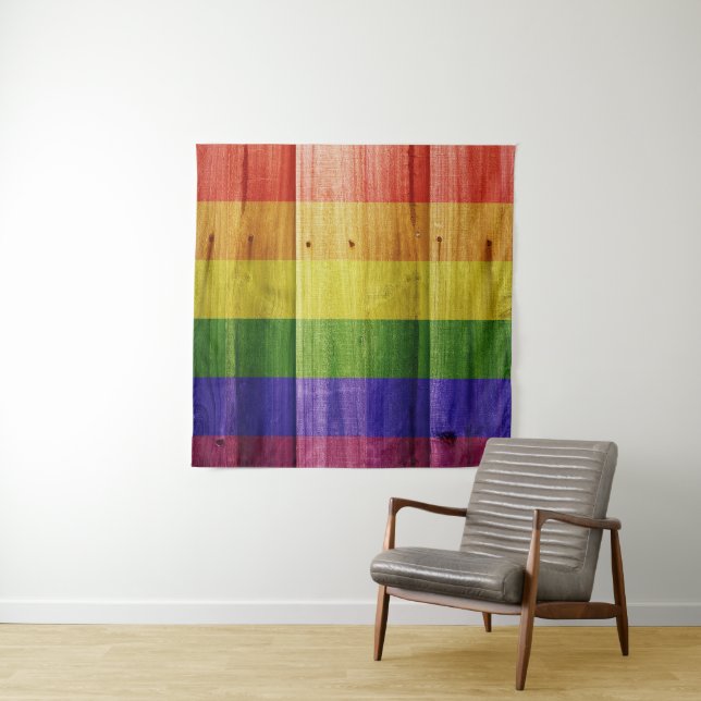 Flagge mit hölzernem Regenbogen Wandteppich (Beispiel)