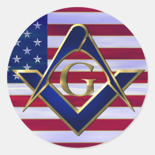 Flagge mit Platz und Kompassen Runder Aufkleber