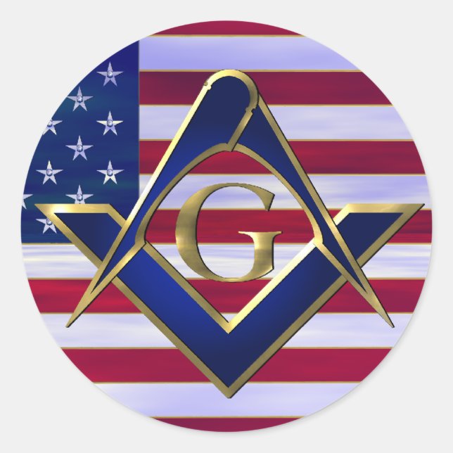 Flagge mit Platz und Kompassen Runder Aufkleber (Vorderseite)