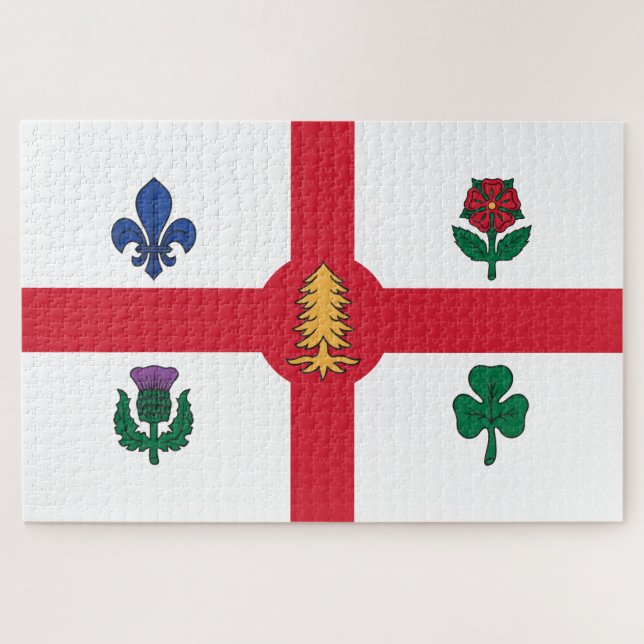 Flagge Montreals (Quebec, Kanada) Puzzle (Horizontal)