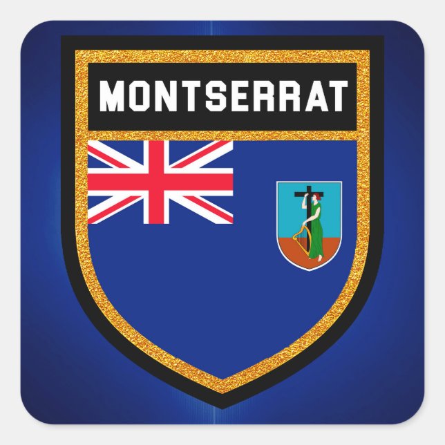 Flagge Montserrat Quadratischer Aufkleber (Vorderseite)
