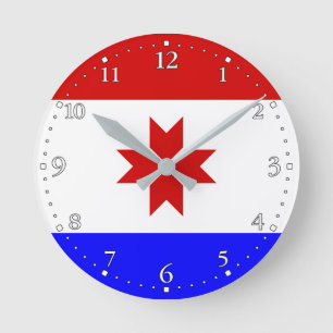 Flagge Mordowiens Runde Wanduhr