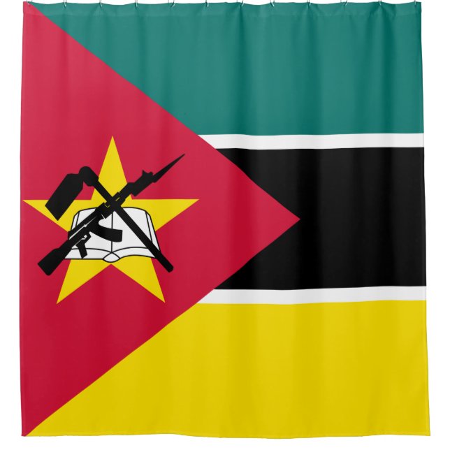 Flagge Mosambiks (Nationalflagge) (Afrika) Duschvorhang (Vorderseite)