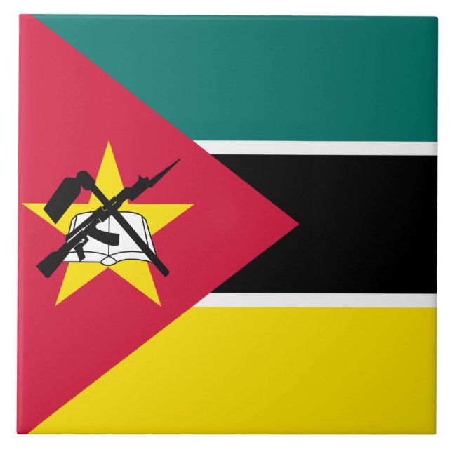 Flagge Mosambiks (Nationalflagge) (Afrika) Fliese (Vorderseite)