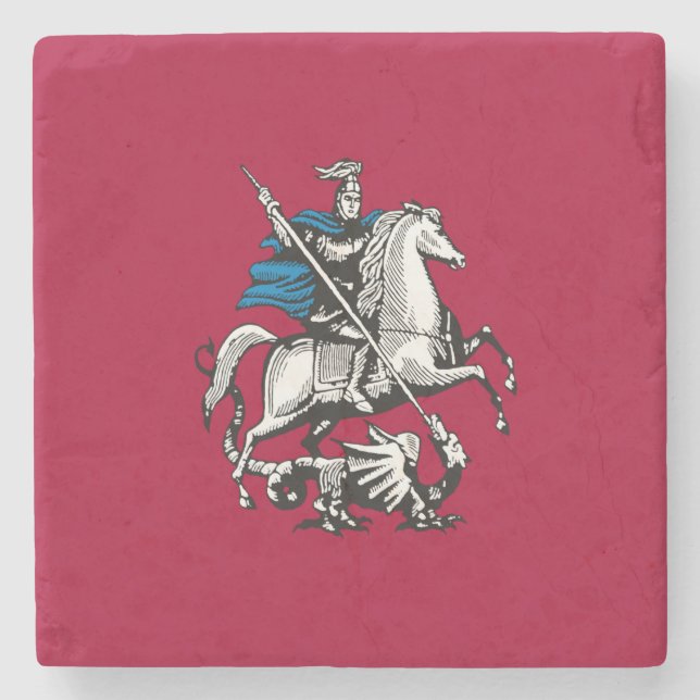 Flagge Moskaus (russische Hauptstadt) Steinuntersetzer (Vorderseite)