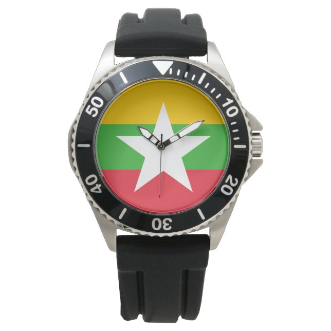 Flagge Myanmars (Birma) Armbanduhr (Vorderseite)