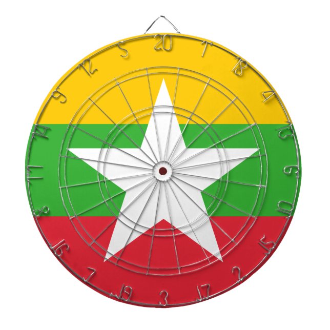 Flagge Myanmars (Birma) Dartscheibe (vorne)