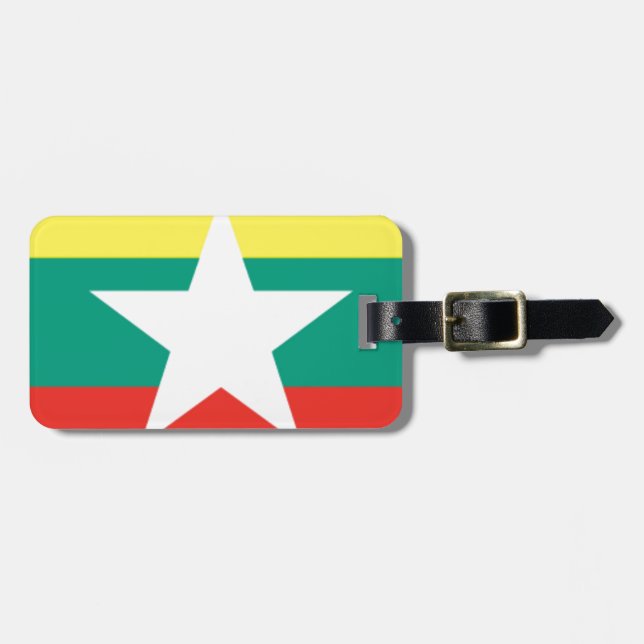 Flagge Myanmars (Birma) Gepäckanhänger (Vorderseite horizontal)
