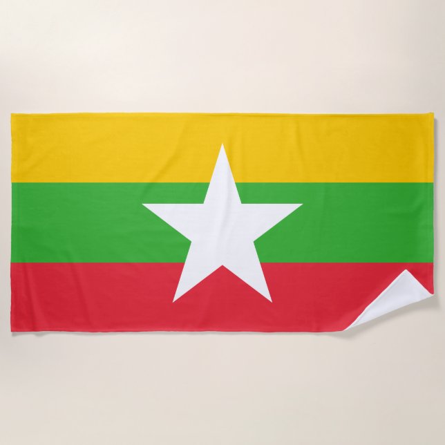 Flagge Myanmars (Birma) Strandtuch (Vorderseite)