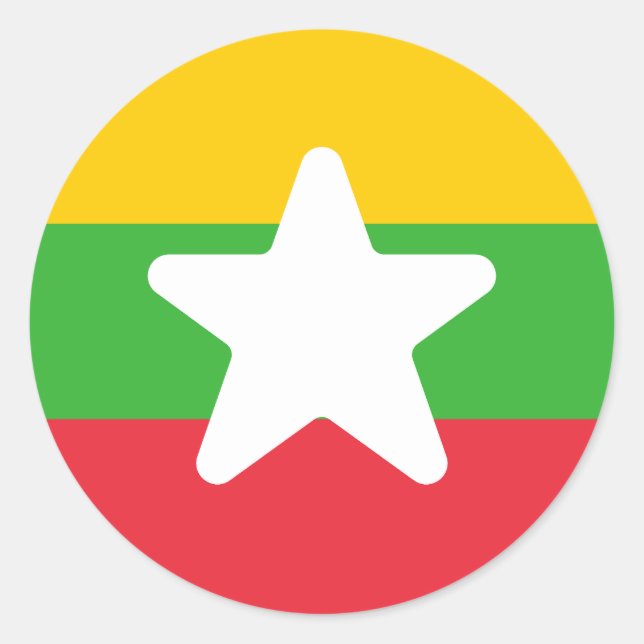 Flagge Myanmars Runder Aufkleber (Vorderseite)