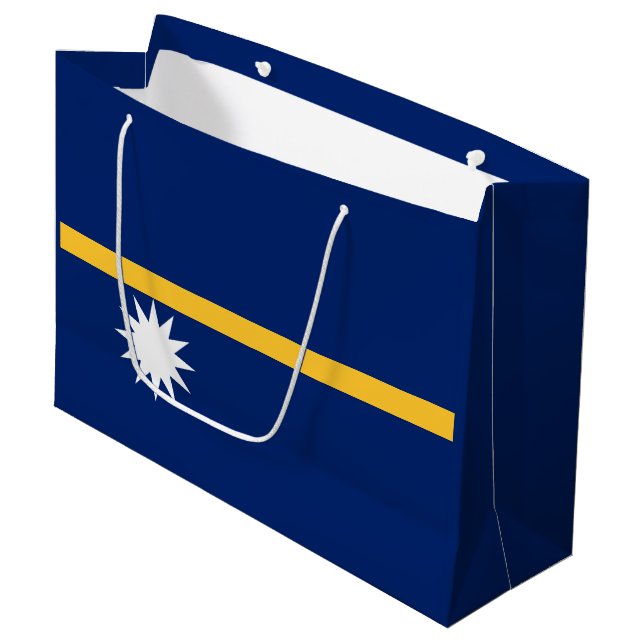 Flagge Naurus Große Geschenktüte (Vorderseite Schrägansicht)
