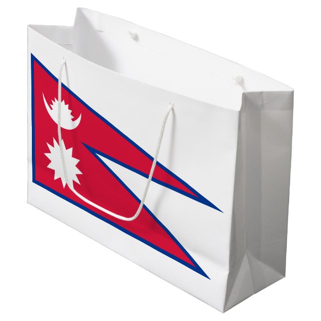 Flagge Nepals Große Geschenktüte (Vorderseite Schrägansicht)