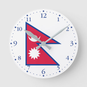 Flagge Nepals Runde Wanduhr