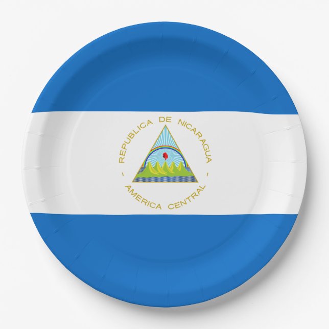 Flagge Nicaraguas Pappteller (Vorderseite)
