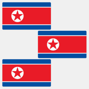 Flagge Nordkoreas Etiketten