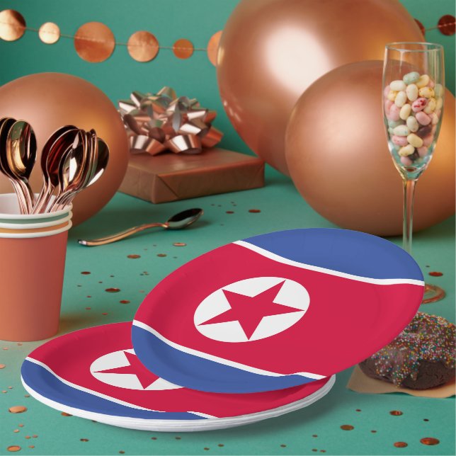 Flagge Nordkoreas Pappteller (Multi)