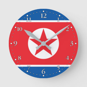 Flagge Nordkoreas Runde Wanduhr