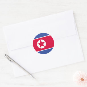 Flagge Nordkoreas Runder Aufkleber