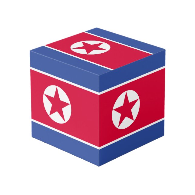 Flagge Nordkoreas Würfel (Vorderseite Schrägansicht)