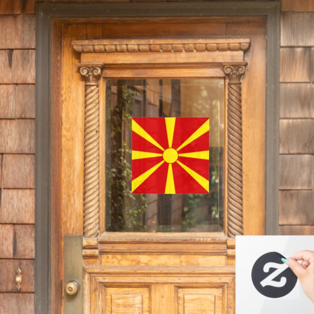 Flagge Nordmakedonien Fensteraufkleber (Haustür)
