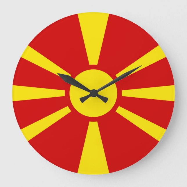 Flagge Nordmakedonien Große Wanduhr (Vorderseite)