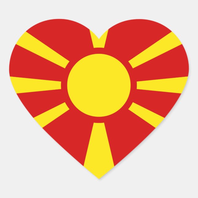 Flagge Nordmakedonien Herz-Aufkleber (Vorderseite)